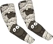 [FHEDVBN] Cartoon Black White Sheep Arm Sleeves Compression Arm Covers for Men Women Outdoor Sun Sleeves Cooling Sports Sleeve, Black