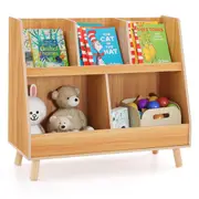 Giantex 5-Cube Toy Organizer Storage Bookcase w/Wooden Legs Kids Bookshelf Natural
