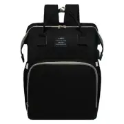Black Portable Mommy Bag with Baby Crib – Multi-Function Baby Diaper Backpack, L