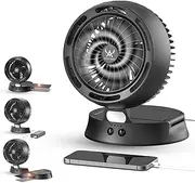 Solar Powered Fan Outdoor for Camping,10440mAh Tent Fan Rechargeable Fans Portable Battery Operated Fans for home,LED Lantern,4 Speeds with PowerBank for Hurricane,Barbecue,Picnic