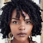 Short Black Dreaklock Wigs Curly Braided Bob Wigs with Bangs for Black Women