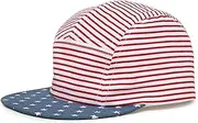 [Funky Junque] 5 Panel Hat for Kids - 100% Cotton Toddler Baseball Cap, Boys American Flag Ball Cap, Infant Baby Sun Hat