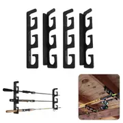 4X Wall Mount Fishing Rod Holder Horizontal 6-Rod Black Fishing Rod Storage Rack