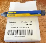 Irwin Strait-Line Black Marking Crayon 66404 12pcsNEW