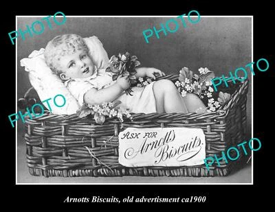OLD LARGE HISTORIC PHOTO OF ARNOTTS BISCUITS ADVERTISING, ca 1900