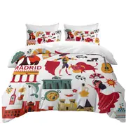Cool Pattern Madrid Spain Attractions Quilt Cover