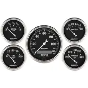 AutoMeter 1709 Old Tyme Black Gauge Kit 5 PC. 3-1/8" & 2-1/16" Electric Speedo