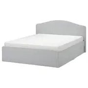 RAMNEFJÄLL upholstered bed frame, Klovsta grey/white, Double