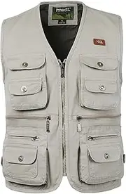 [Oralidera] Men's Outdoor Hunting Vest Reporter Vests Sleeveless Jacket Fishing Vest Photography Leisure Vest Safari Vest with Many Pockets for Hunting Fishing Camping