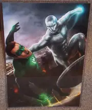 Silver Surfer vs Green Lantern Glossy Art Print 11 x 17 In Hard Plastic Sleeve