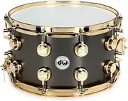 DW Collector's Series Metal Snare Drum 6.5 x 14-inch - Satin Black Over Brass - Gold Hardware