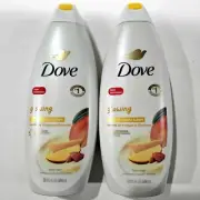 2 Pack Dove Glowing Mango & Almond Butters Microbiome Body Wash 22oz.