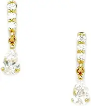 [JewelryWeb] 14k Yellow Gold CZ Simulated Diamond Pear Shaped Drop Screw Back Earrings 13x3mm Stud Earring for Women