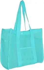 [Generic] Mesh Tote Bag,Beach Bags for Women | Sandproof Waterproof Reusable Toy Organizer Large Storage Purses for Kids Swim Vacation Camping Cruise Family Travel Summer