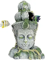 Hamiledyi Buddha Head Statue Aquarium Decorations Resin Fish Hideout Betta Cave for Large Fish Tank Ornaments Betta Sleep Rest Hide Play Breed