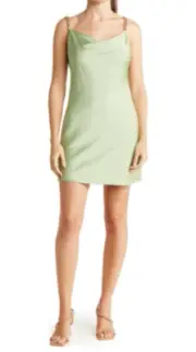 Alice + Olivia Harmony Chain Strap Drapey Mini Slip Dress Seafoam NWT $350 Sz 8