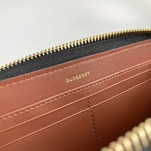 美國百分百【全新真品】Burberry 皮夾 長夾 錢包 皮革真皮 拉鍊 精品專櫃 logo 男女通用 菱格紋 BJ97