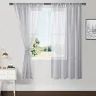 Sheer Curtains 63 Inch Length with Tiebacks, 52"W x 63"L (Pack of 2) Grey