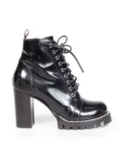 Black Patent LV Ankle Boots