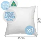 8x Aus Made Memory Resistant Microfibre Cushion Inserts Polyester Pillow 45x45CM