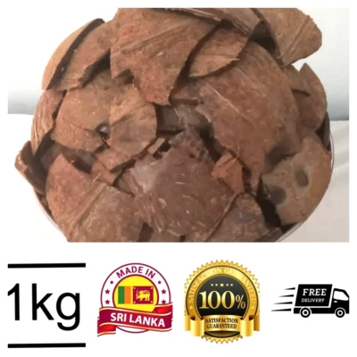 Coconut shell chips 1kg from 100% pure Sri Lankan coconut shelves+ (200g free)