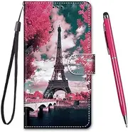 [TOUCASA] Compatible with Oppo A17 Case, Premium Mobile Phone Case Oppo A17, Foldable Protective Case Oppo A17, Wallet PU Leather Flip Case Mobile Phone Case Flip Case for Oppo A17 (Eiffel Tower)