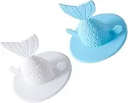 2PCS Kitchen Sink Strainer Blue White Fishtail Drain Plug Anti-Odor Bathroom Sink Cover Floor Drain Stopper Utility Sink Strainer