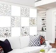 Lchen Hanging Room Divider Panel, 12 Pieces White Screen Panels Solid Board Cut Room Partition Home Decoration(Mixed,15.7"x15.7"x0.03")