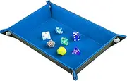 SIQUK Double Sided Dice Tray, Folding Rectangle, Dark Rose Red Sky Blue