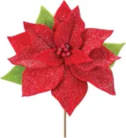 Melrose Set of 2 Poinsettia Artificial Christmas Stems 19.75"