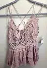 FREE PEOPLE ONE ADELLA CAMI LACE TANK TOP IN MAUVE NWT WOMEN'S SIZE XS