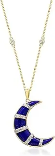 [Gin & Grace] Women's 14K Yellow Gold Genuine Lapis Pendant With Diamonds (QA1416P-LP)