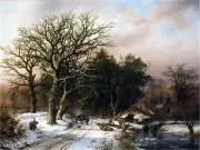 A Snow Woodland Scene Accent Tile Mural Kitchen Wall Backsplash Marble Ceramic