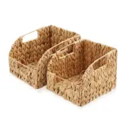 2pk Hyacinth Pantry Baskets, Wicker Kitchen Storage Bins for Shelves, Natural