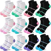 [Bemeol] 12 Pairs Girls socks Kids Low Cut Ankle Socks Girls Half Cushion Athletic Socks