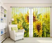 3D Sunflower 676 Blockout Photo Curtain Print Curtains Drapes Fabric Window AU