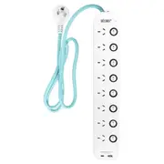 Crest Decord 1.2m 8-Way Office USB/USB-C Power Board w/ Individual Switch White