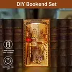 DIY Book Nook Kit 3D Wooden Puzzle Bookshelf Insert Decor with LED Light MaeqW