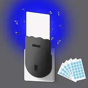 Flying Insect Trap, 2 in 1 Indoor Plug-in Fruit Fly Trap, 1 Trap Black and 6 Glue Cards, Fruit Fly Traps for Gnat, Moth, Mosquito, Suitable for Every Part of The Home (Black)