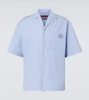 [Gucci] Gucci Double G cotton poplin bowling shirt UK 16,5 blue