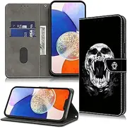 [TUOLISG] Mobile Phone Case for Samsung Galaxy A13 4G/5G/A04S Case, Galaxy A04s Case, Protective Case with Card Slots and Stand Function for Samsung Galaxy A13 4G/5G Skull