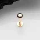 14 Karat Gold Dome Top Threadless Push-In Flat Back Stud Labret