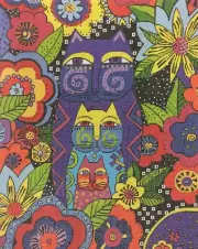 Needlepoint Handpainted Laurel Burch Three Cats 10x12