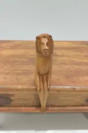 African Wood Carved Lion Shelf Sitter Kenya