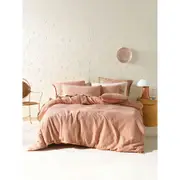 Linen House Raquelle Clay Soft Cotton Quilt Cover with Pillowcase Set Pink