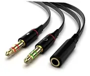 Headphone Splitter Adapter, 3.5mm Mic Cable for Computer, Headset 3.5mm 1 Pack