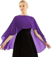 [Bciopll] Women Wedding Bridal Cape Soft Lightweight Chiffon Shawl High Low Long Formal Wrap Lady Evening Prom Shrug Black White Ivory