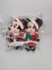Walt Disney Mickey & Minnie Mouse in Christmas Santa Claus Outfits Plush Sealed
