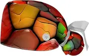 [YTYVAGT] 2-Pc,Bouffant Turban Hats,Tie Back Hat with Buttons,Fishing Hat,Bright Pattern Colorful Giraffe