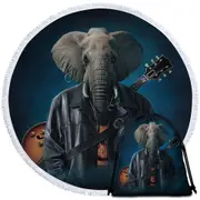 Cool Funny Art Elephice Cooper Elephant Round Beach Towel
